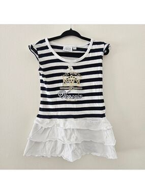 5/$25 Tutto T-Shirt Venezia Italy Striped Dress Navy White Size 1/2